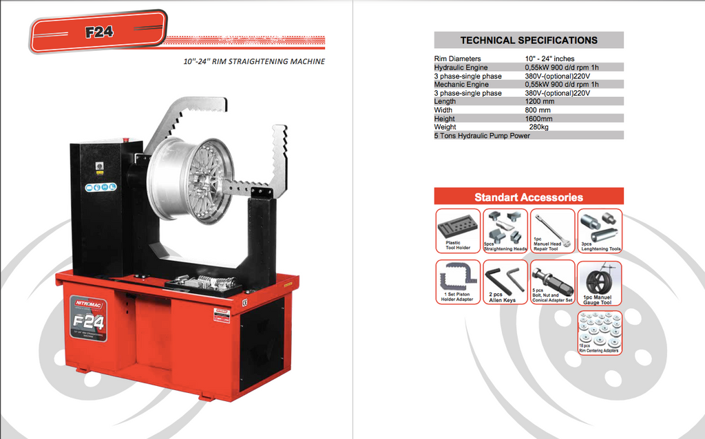 F24 - 10" to 24" Hydraulic Rim Repair Machine